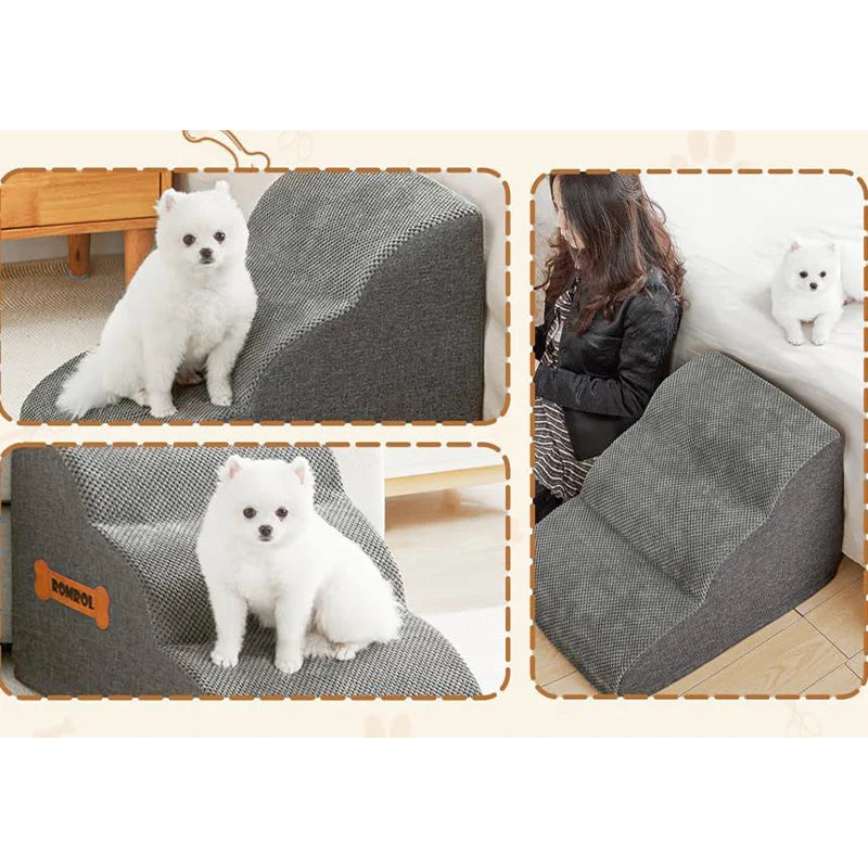 Detachable Pet Stairs, High-density Soft Sponge Dog Ramp Stairs, Ultra wide Anti Slip Steps, Suitable For High Beds Or Sofas