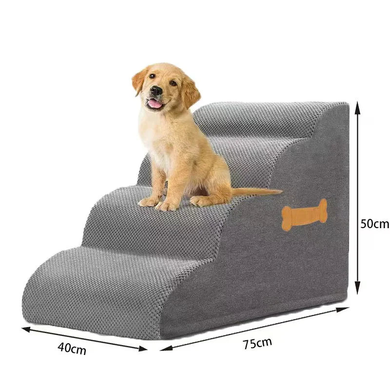 Detachable Pet Stairs, High-density Soft Sponge Dog Ramp Stairs, Ultra wide Anti Slip Steps, Suitable For High Beds Or Sofas