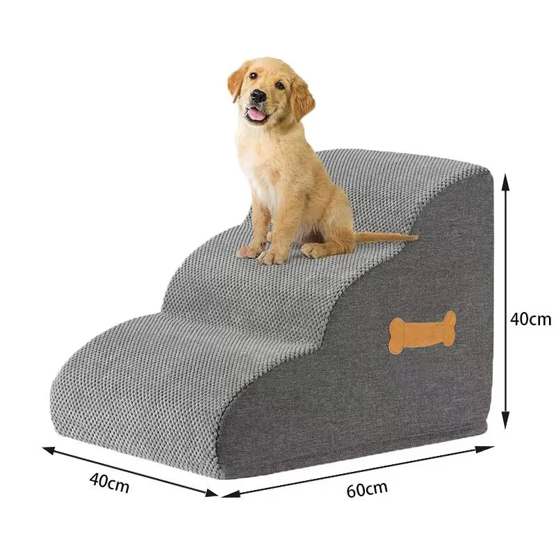 Detachable Pet Stairs, High-density Soft Sponge Dog Ramp Stairs, Ultra wide Anti Slip Steps, Suitable For High Beds Or Sofas